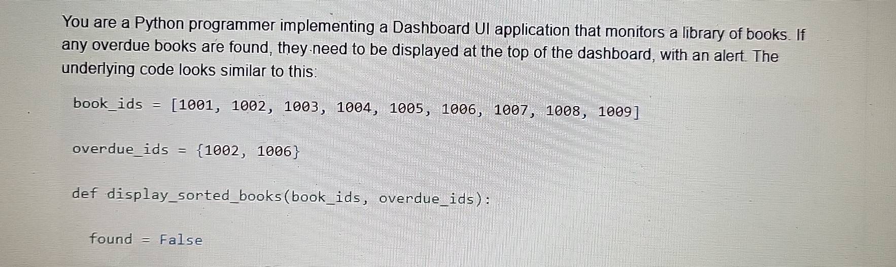 Solved: You are a Python programmer implementing a Dashboard UI ...