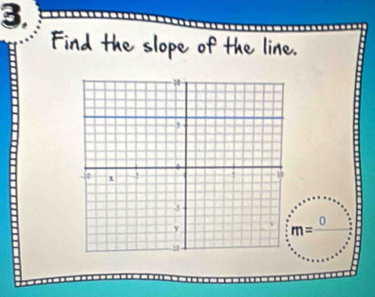 Find the slope of the line.
m=frac 0