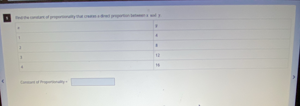 at creates a direct proportion between x and y. 
> 
Constant of Proportionality = □