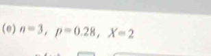 n=3, p=0.28, X=2