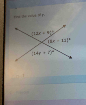 Find the value of y.
7