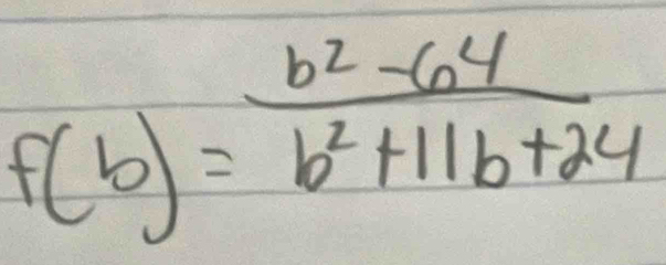 f(b)= (b^2-64)/b^2+11b+24 