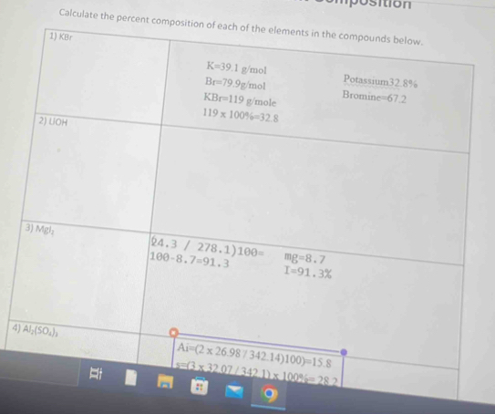 Josition
Calculate the percent co
4J