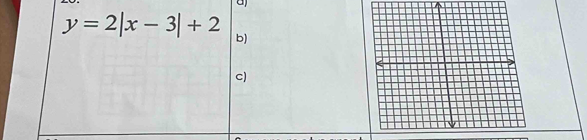 y=2|x-3|+2 b) 
c)