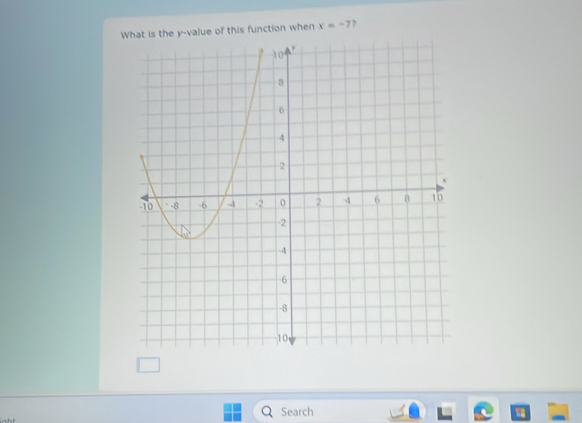 y -value of this function when x=-7 ? 
Search 
an