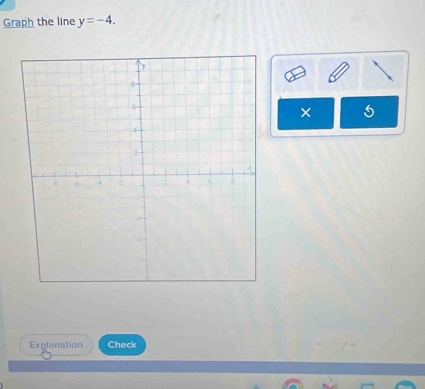 Graph the line y=-4. 
× 
Explanation Check