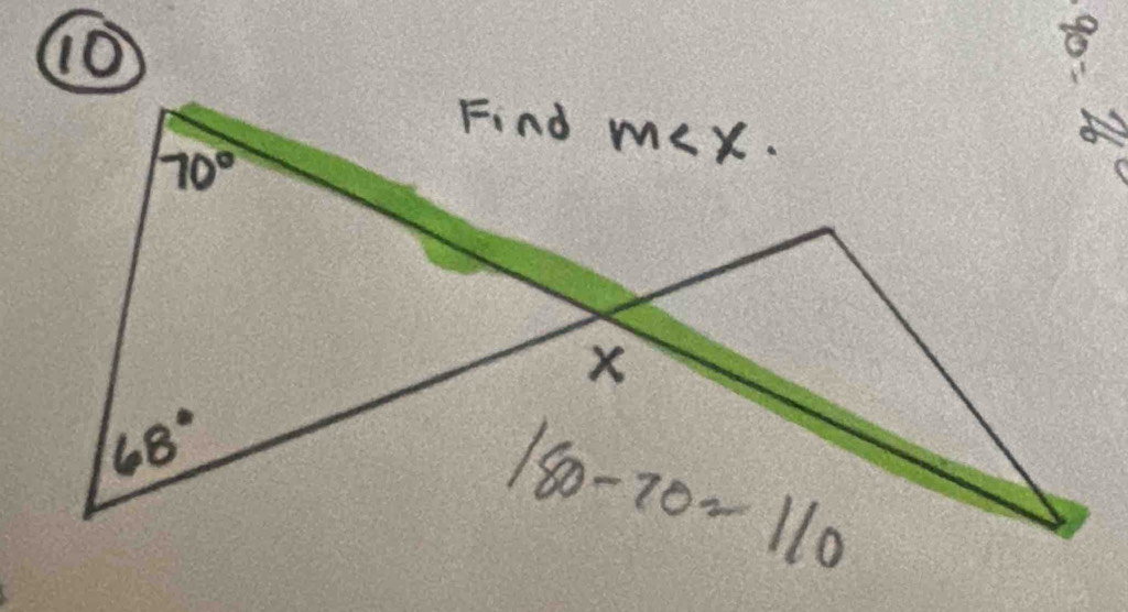 Find m .
100
x
68°
180-70=110