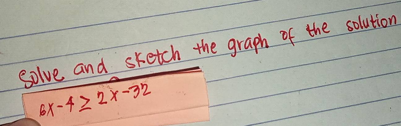 solve and sketch the graph of the solution
6x-4≥ 2x-32