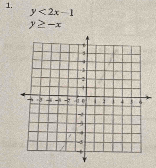 y<2x-1</tex>
y≥ -x