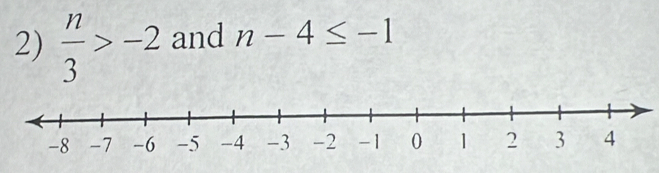  n/3 >-2 and n-4≤ -1