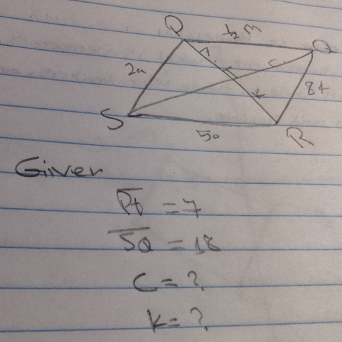 Giver
overline Pb=7
overline SQ=18
c= ?
k= ?