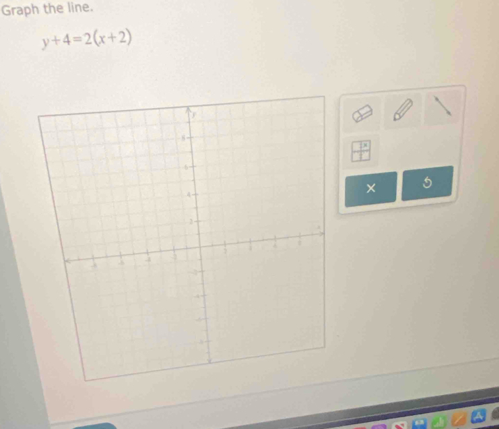 Graph the line.
y+4=2(x+2)
 7x/1 
×