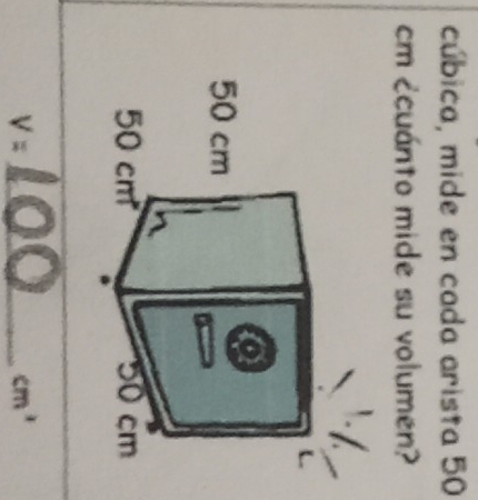 cúbica, mide en cada arista 50
cm ccuánto mide su volumen? 
_
V= _
cm^3