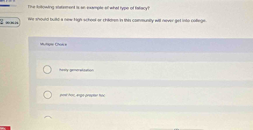 Solved: The following statement is an example of what type of fallacy ...