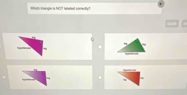 Which triangle is NOT labeled correctly? 
CLEAB