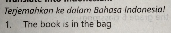 Terjemahkan ke dalam Bahasa Indonesia! 
1. The book is in the bag