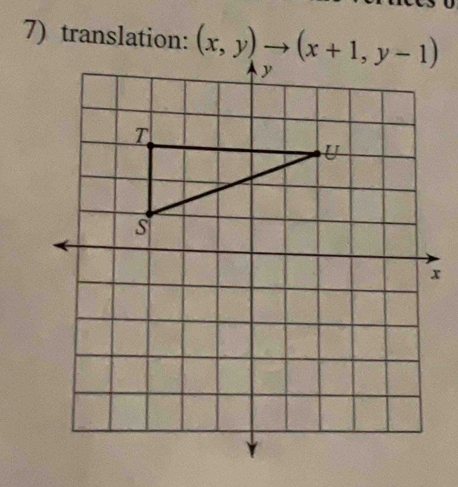 translation: (x,y)to (x+1,y-1)
x