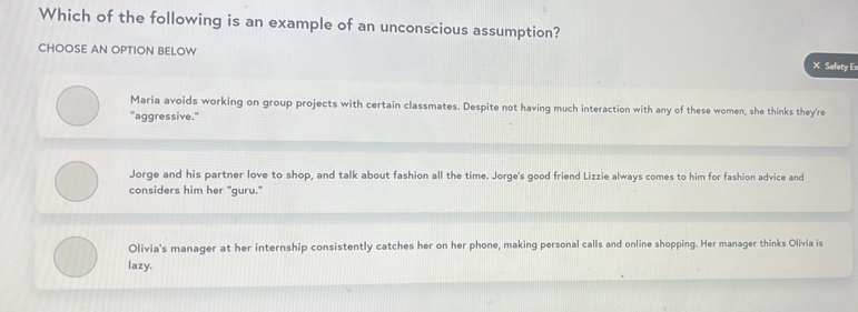 Solved: Which of the following is an example of an unconscious ...