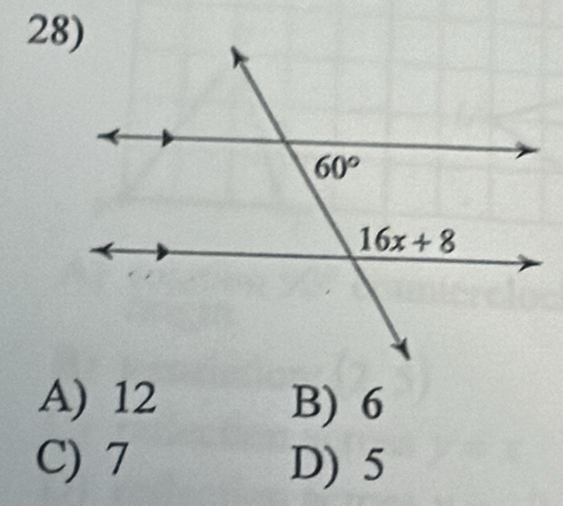 A) 12 B) 6
C) 7 D) 5