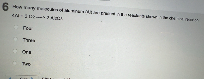 Solved: How many molecules of aluminum (Al) are present in the ...