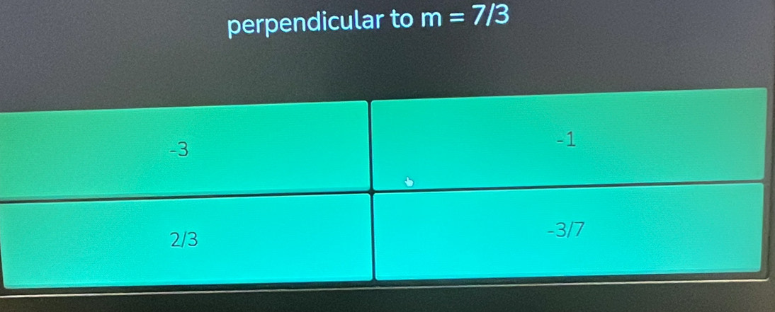 perpendicular to m=7/3