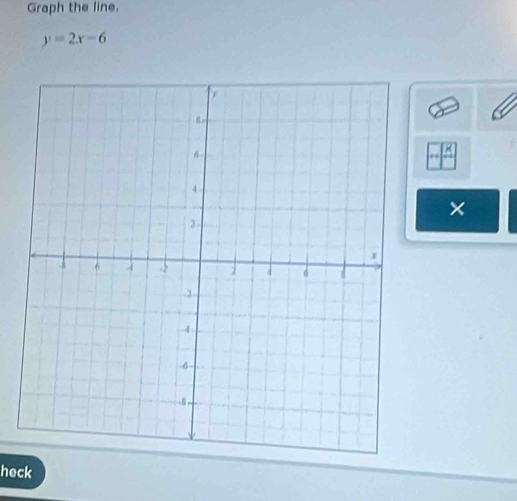 Graph the line.
y=2x-6
× 
heck