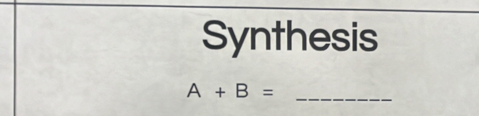 Synthesis
A+B=
_