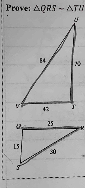 Prove: △ QRSsim △ TU