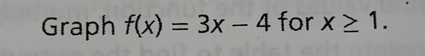 Graph f(x)=3x-4 for x≥ 1.