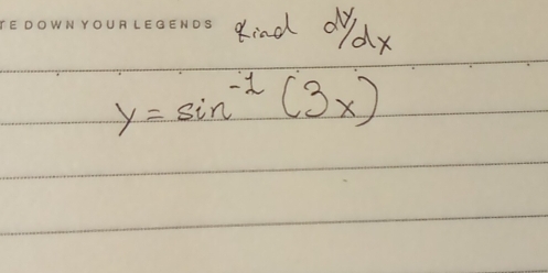 gind dyax
y=sin^(-1)(3x)