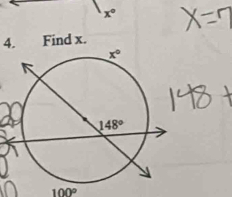 x°
4. Find x.
100°