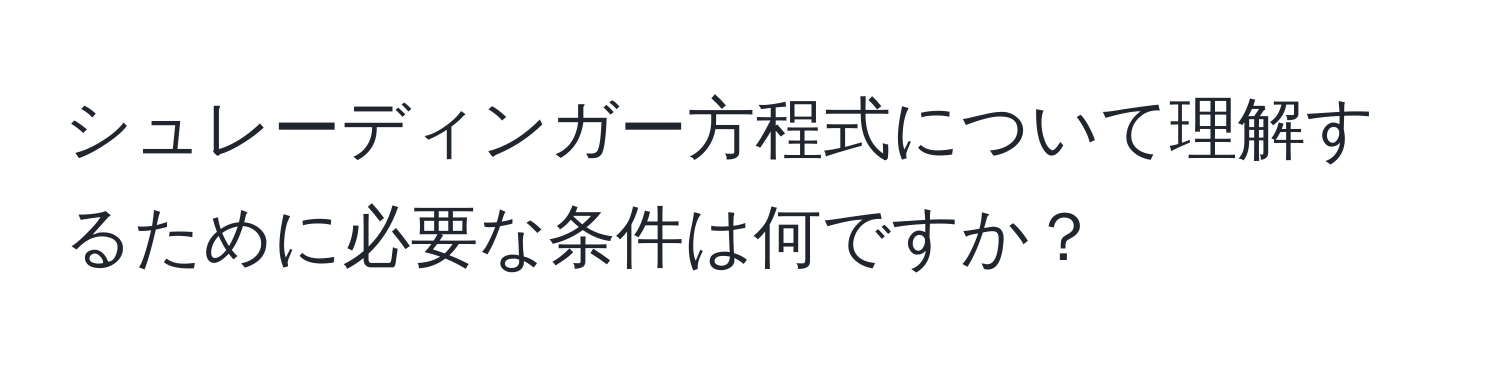 シュレーディンガー方程式について理解するために必要な条件は何ですか？