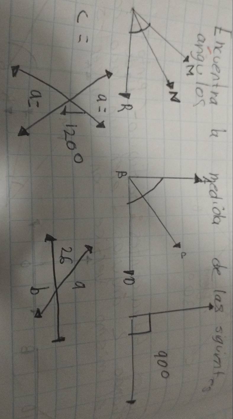 Encventra a mediola de las sigunt
angulos
c=