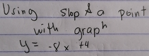 Using slop a point 
with graph
y=-8x+4