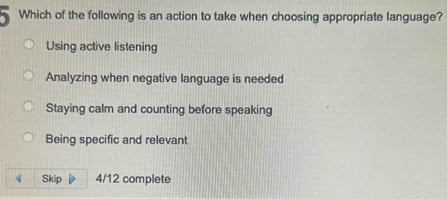 Solved: Which of the following is an action to take when choosing ...