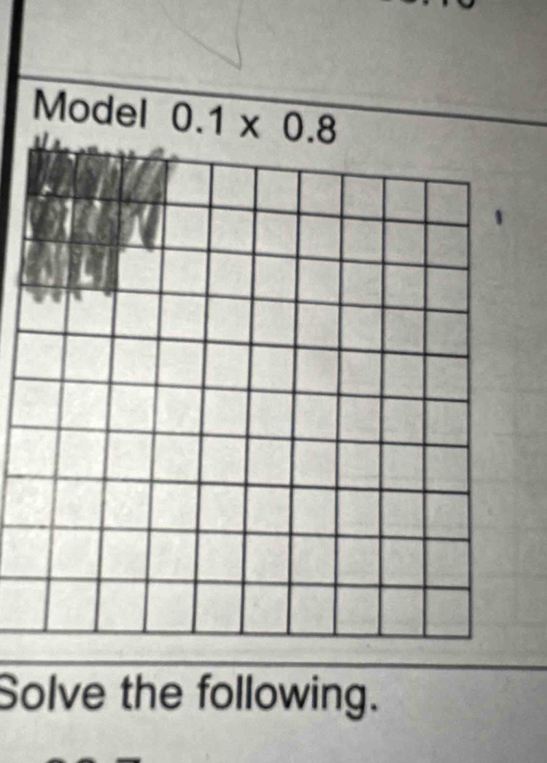 Model 0.1* 0.8
Solve the following.