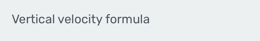 Vertical velocity formula