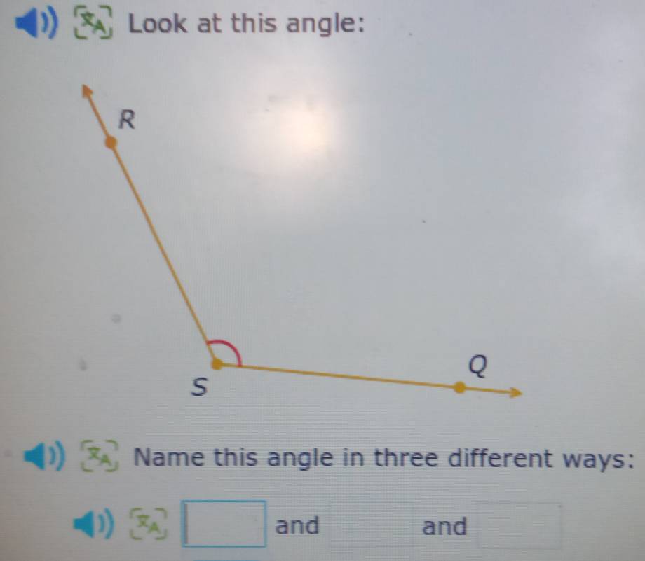 ) Look at this angle:
x_A Name this angle in three different ways: 
D) 3x_A□ and □ and □°