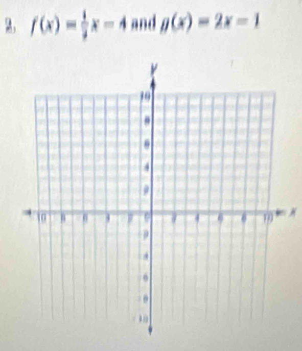 2, f(x)= 1/2 x-4 and g(x)=2x-1