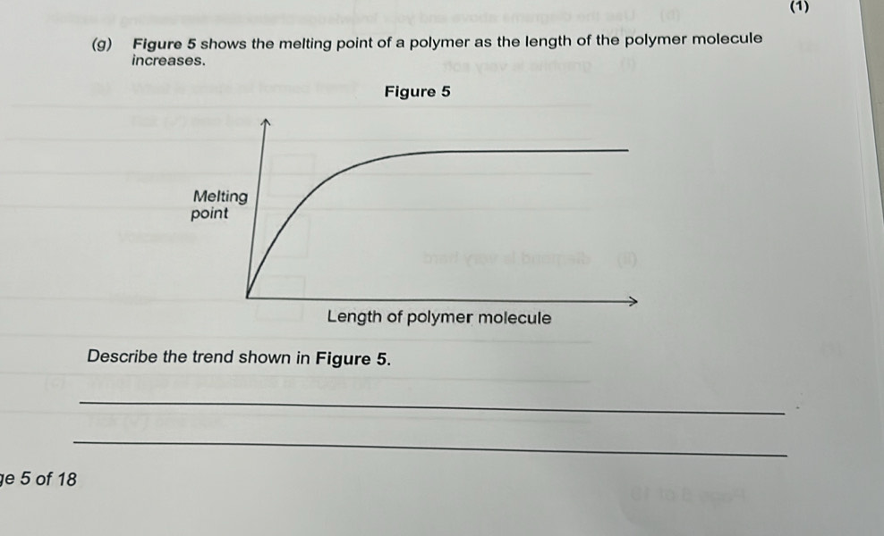 Solved: (1) (g) Figure 5 shows the melting point of a polymer as the ...