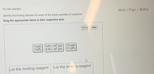 Solved: For the reaction 2Li(s)+F_2(g)to 2LiF(s) identify the limiting ...