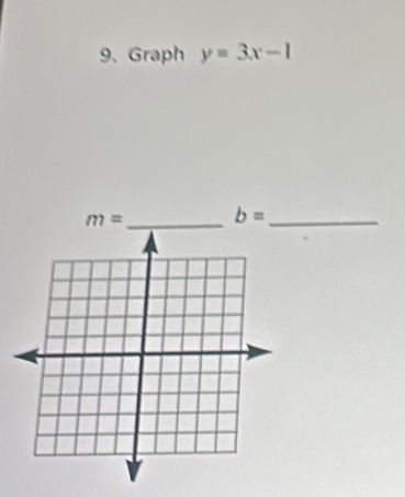 Graph y=3x-1
m= _ b= _