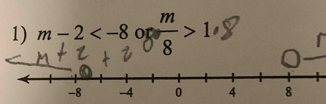 m - 2 < -8 op ” > 1