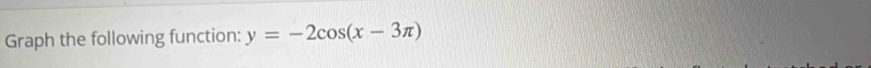 Graph the following function: y=-2cos (x-3π )