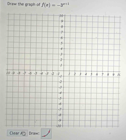 Draw the graph of f(x)=-3^(x+1)
1 
Clear Draw: