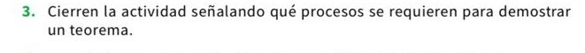 Cierren la actividad señalando qué procesos se requieren para demostrar 
un teorema.