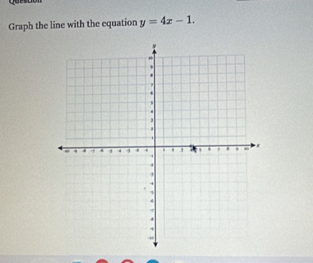 Queso 
Graph the line with the equation y=4x-1.