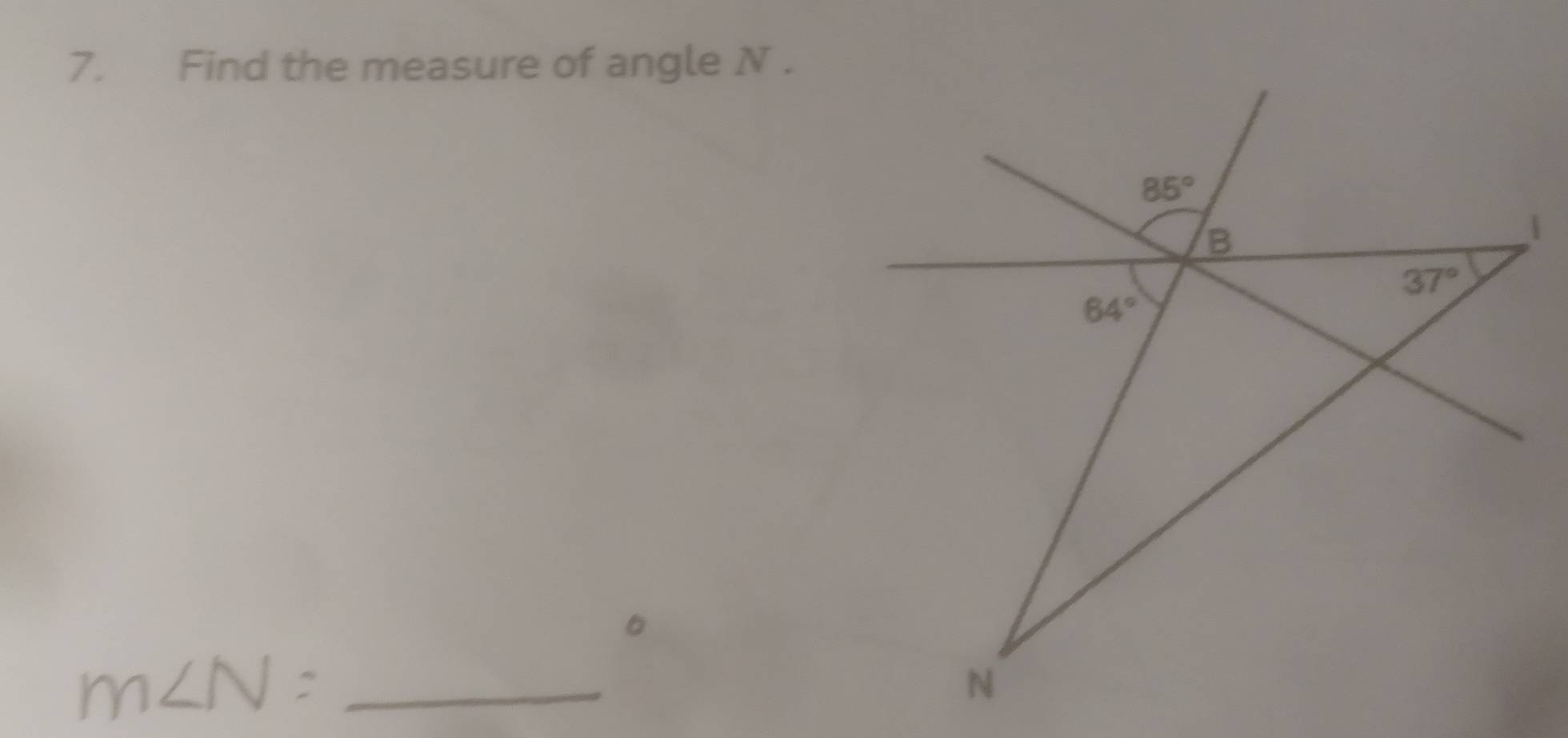 Find the measure of angle N .
6
_