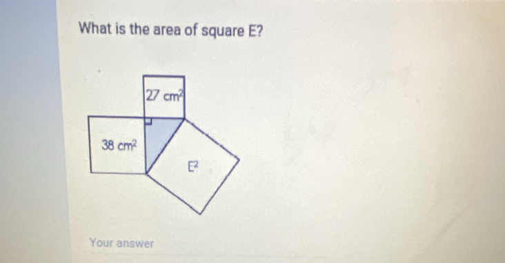 What is the area of square E?
Your answer