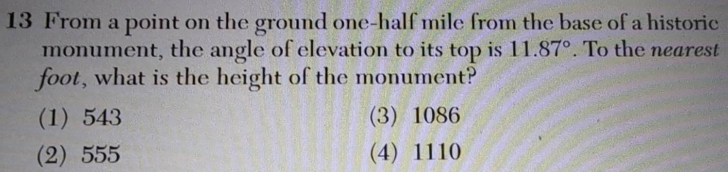 Solved: From a point on the ground one-half mile from the base of a ...